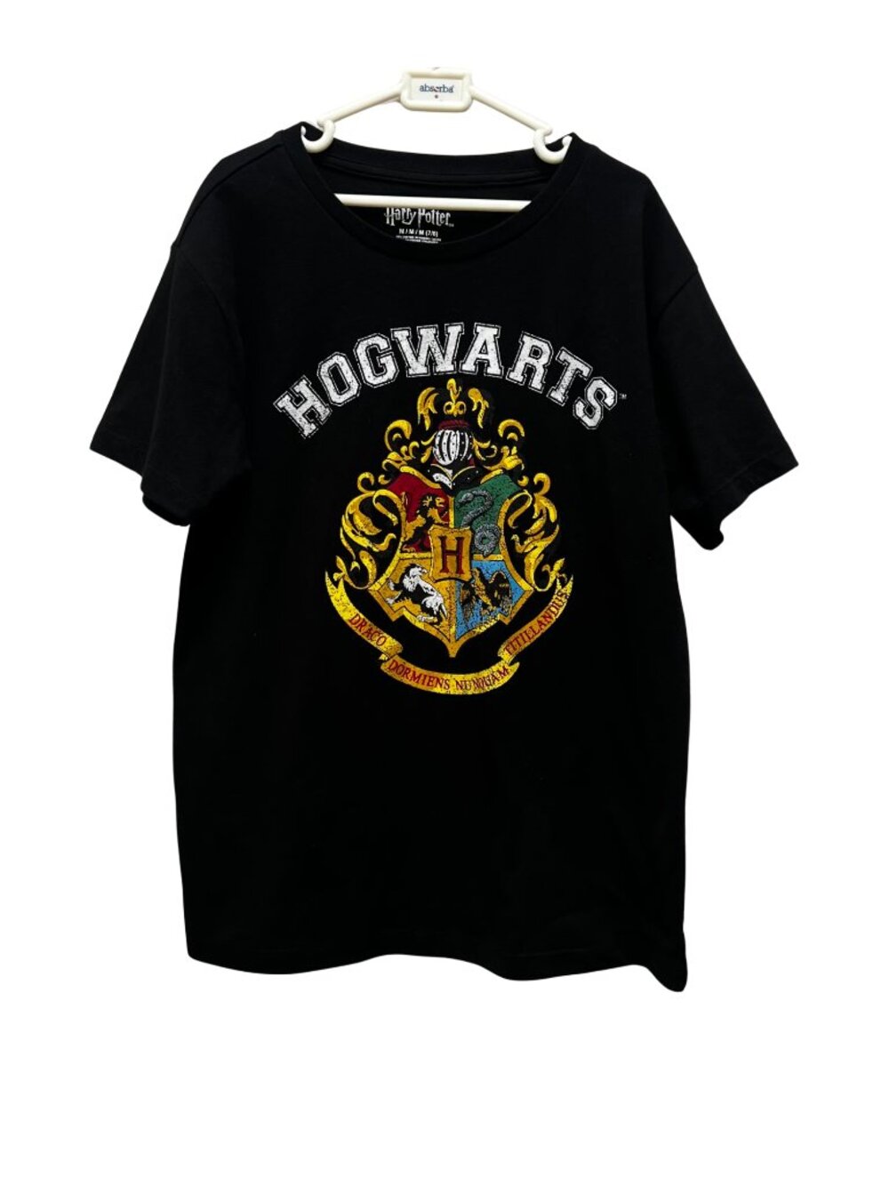 Harry Potter Hogwarts Crest Black T‑Shirt‎ Kids Sz M 7/8 Cotton-Blend Casual